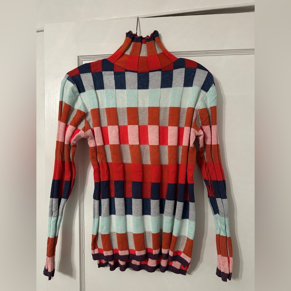 Colorful Checkered Women's Sweater — XXL — New Unworn